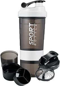 16 oz Shaker Water Bottle for Protein Mixes, Pre Workout Sport Water Bottle Blender with Powder Containers Kit