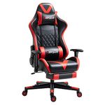 Mondschein Gaming Chair Office Chair with Massage Reclining Computer Chair with Footrest High Back Ergonomic Desk Chair Leather Racing Gamer Chair Adjustable Armrest Headrest (Red)