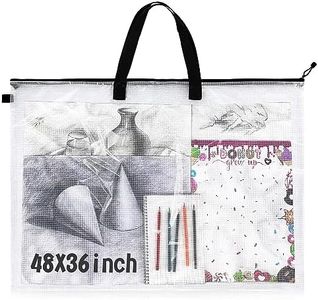 Tenceur 36 x 48 Inch Art Portfolio Case Large Art Portfolio Bag Portfolio Folder for Artwork Poster Storage Bag with Handle Artist Supply Organizer for Bulletin Board Holder(Black, 1 Pc)