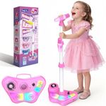 Dislocati Kids Karaoke Machine 2 Microphones, Girls Toys Age 3 4 5 6 7 8 9 10 Year Old Girls Gifts Kids Microphone and Stand Girl Birthday Presents Bluetooth Speaker with LED Lights