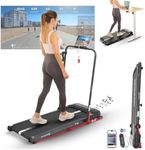 Sports24 Walking Pad Treadmill, Foldable with Incline 120kg Capacity, Bottle Holder, App, Speaker, Under Desk Running Machine for Home with Handle LED Display 1-12km/h, Low Noise 2.5HP Remote Control