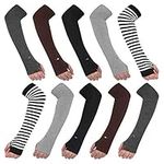 AoToZan 5 Pairs Women Arm Warmers with Thumb Hole Knitted Winter Arm Warmer Sleeves Long Fingerless Gloves Mittens