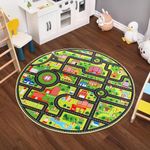 NANAN Kids Rug 4x4 Play Mats for Babies and Toddlers Car Rug Kids Room Rug Play Mat for Children Toddlers,Circle Rug Kids Classroom Playroom Play Rug Round Rug