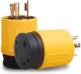 Aceup Energy RV Adapter (1PCS), 30Amp NEMA L5-30P 3-Prong Generator Twist-Lock Power Male Plug to 30 Amp TT-30R Female Ready Outlet 120V, Generator Power Adapter