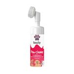 Bscly Paw Cleaner with Strawberry & Calendula for Dog Cat Waterless Foot Scrubber Cleaning Foam with Silicone Washer Brush - 120ml