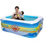 Seaborn Inflatable Swimming Pool Kids and Adults, Inflatable Pool 70" X 53" X 20" Family Kiddie Pools for Toddlers, Adults, Outdoor, Garden, Backyard, Summer Water Party,Blue