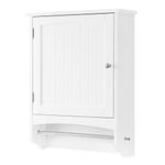 VASAGLE Wall Cabinet, Bathroom Hanging Storage Cabinet with Adjustable Shelf UBBC22WT