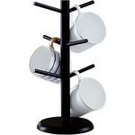 Dorhors Mug Holder Tree,Coffee Cup Tree,Wooden Mug Tree with 6 Hooks,Mug Holder for Counter,Black