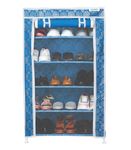 FLIPZON Iron , Plastic, Non-Wooven Multipurpose 5 Shelves Shoe Rack With Zip Door Cover & Side Pockets, Multiuse Storage Rack For Footwear, Toys, Clothes With Dustproof Cover (5 Shelves, Blue Flower)