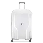 DELSEY Paris Clavel Hardside Expandable Luggage with Spinner Wheels, White, Checked-Medium 25 Inch