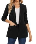 MINTLIMIT Blazers for Women Business Casual Long Sleeve Cropped Blazer Peak Lapel Double Breasted Suit Jacket with Pockets, Black, Large