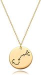 MEVECCO Gold Necklace Coin Disc Zodiac 12 Constellation Scorpio Star Connected Engraved Horoscope Sign Astrology Pendant 18K Gold Plated Chain Dainty Personalized Simple Jewelry