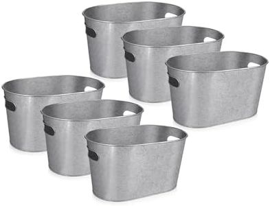 Medium Size 5-Quart Galvanized Metal Tin Tub - 12x8x6.5 inches (Pack of 6)