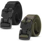 Contacts Men's Tactical Nylon Belt with Quick Release Buckle – Heavy Duty, Adjustable Military Utility Belt for Outdoor, Hiking, Workwear Pack 2 (Black/Green)