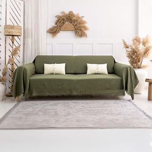 Milam London Sofa Throws Large 3 Seater | Sofa Cover 3 Seater | Cotton Throw Blanket | Couch Throw | Settee Throw 180 x 300cm Olive Green