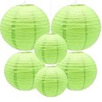 Yosawa 6 Pcs Paper Lanterns Decorative Round Paper Lantern Hanging Paper Lanterns for Party, Classroom, Wedding, Halloween,Christmas,Home Decoration （ 8”10” 12”/Green）