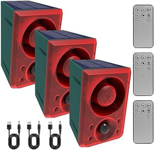 ChunHee Solar Outdoor Motion Sensor Alarm with Dog Barking Gunshot Sound, Support Recording and Adjustable Volume, 130db Loud Motion Activated Noise Maker for Home, Garden, Yard, Farm-3 Pack
