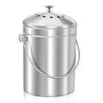 ENLOY Compost Bucket for Kitchen Countertop, 1.3 Gallon Stainless Steel Compost Bin Indoor with Lid, Odorless Food Waste Bucket with Charcoal Filter, Compost Pail for Kitchen with Carrying Handle