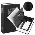 KYODOLED Diversion Book Safe with Combination Lock, Secret Hidden Metal Lock Box,Money Hiding Collection Box,9.5" x 6.2" x 2 .2" Black Large