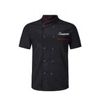 Aina Lighting Personalised Chef Jacket Custom Embroidered Chef Coat Black White Short Sleeve Chef Shirt Hotel Kitchen Restaurant Work Uniform for Men Women