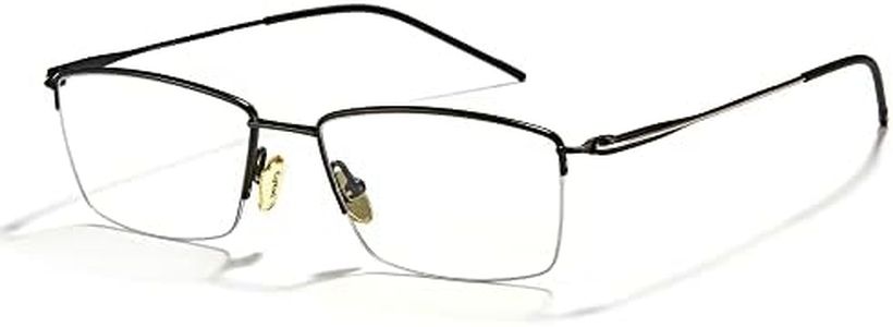 Cyxus Blue Light Glasses for Men Semi Rim Glasses Rimless Glasses Computer Glasses UV Blocking Gaming Eyeglasses, 14-black-8603 Titanium Frame, Medium