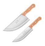 Captoola 7.4 Inch Meat Cleaver Knife Hand Forged Chinese Chef Knife Stainless Steel Vegetable Knife Wooden Handle (Set of 2)