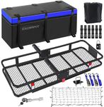 KAIZONPOT 60" X 20" X 6" Folding Cargo Carrier Hitch Mount | 500 lb Capacity Hitch Rack with Waterproof Cargo Carrier Bag | Steel Trailer Hitch Cargo Carrier | Hitch Mount Cargo Carrier