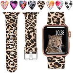 Laffav Compatible with Apple Watch Band 42mm 44mm 45mm 46mm 49mm for Women Men, Soft Silicone Fadeless Pattern Print Wristbands for iWatch Series 10/9/8/7/6/5/4/3/2/1 SE Ultra, Classic Leopard