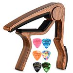 LEKATO Quick -Change Guitar Capo, Electric Guitar Capo With 6 Guitar Picks in 3 Available Sizes Aluminum Alloy Capo For Acoutsic And Electric Guitars