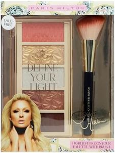 Paris Hilton Define Your Light Set - Blendable Highlighter Makeup with Vibrant Blush, Bronzer and Contour Palette - Makeup Palette with Brush - 1 pc