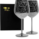 SKY FISH Stainless Steel Wine Glasses, 480 ml Luxury Wine Goblets Set of 2, Vintage Style Red Wine Cups, Hand Wash Only