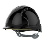 JSP EVO2 Safety Helmet Hard Hat - Vented - Black - Slip Ratchet Adjustment - Adjustable Precision Fit Harness - Lightweight - For Construction, Building, Civil Engineering & Industry - EN397