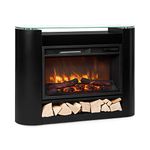 Klarstein Electric Fireplace, Electric Fire and Surround Mantel Suite, 1800W LED Flame Fire Place with Remote Control, Timer, and Auto Temperature Control, Indoor Log Effect Wood Burner, Fan Heater