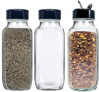 JARMING COLLECTIONS Glass Spice Jars with Shaker Lids - Spice Jars 16 oz for Food Storage, Spice Containers for Kitchen Organization and Storage, Bottles for Spices (Black - 16 Ounce 3 pack)