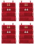 atorakushon Velvet Maroon 12 Pair Earring Jewellery Storage Box Travelling Organizer For Women Pack of 4