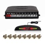 EKYLIN Car Reverse Parking Radar System with 8 Parking Sensors Distance Detection + LED Distance Display + Sound Warning (Champagne Gold Color)