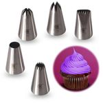 Cangool Professional Piping Tips - Set of 5 Large Icing Piping Tips for Cake Decorating, Perfect for Buttercream Designs and Stunning Cupcake Toppings