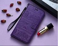 ClickCase Elephant Embossing Series Faux Leather Magnetic Card Holder Wallet Kickstand Case Flip Cover for vivo V40 5G (Purple)