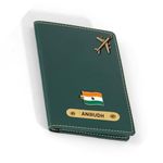 Customised Passport Cover Holder with Personalised Name Charm Leather Passport Cover Holder for Men Women - Customised Passport Holder for Gift - Green