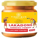 First Bud Organics Golden Spice Lakadong Turmeric Powder - 100gm | Organic Turmeric Powder & 10 to 12% High Curcumin Certified | Chemical Free Haldi Powder & Sourced From Jaintia Hills, Meghalaya