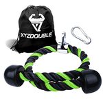 XYZDOUBLE Triceps Rope 70cm/90cm Machine Attachment Cable Nylon Braided Heavy Duty Tricep Rope Cable Attachment for Fitness with Non-Slip HandlesTraining Multi Gym Fitness Workout Gym or Home Green