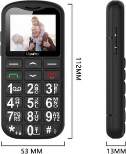 ukuu Big Button Senior Mobile Phone – SIM Free, SOS, Charging Dock, Black