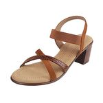 Metro Women's Brown Faux Leather Block Heel Strappy Fashion Sandals UK/3 EU/36 (33-1484)