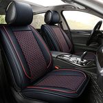 INCH EMPIRE Car Seat Cover-Football Liner Half Perforated Leatherette Cushion Fit for Lancer Evolution Mirage Outlander PHEV Altima Frontier Leaf Maxima Versa Xterra Sentra Murano (Black&Red Full Set)