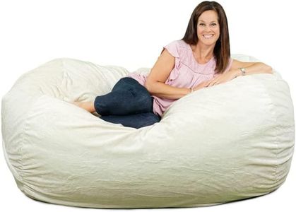 ULTIMATE SACK Lounger Bean Bag Chair, Oversize Bean Bag Chair for Adults, Comfy Chair Bean Bag Couch Lounge Sofa Loveseat Furniture | Ivory Fur