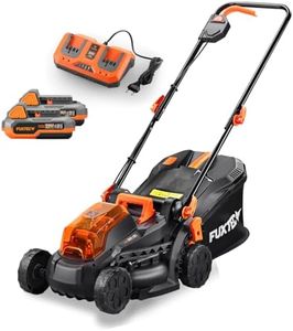 Cortacésped de batería Fuxtec FX-E1RM20 40Volt (2x20V) Set con 2 baterías y Cargador - 33cm de Ancho de Corte / 35L de Bolsa de Recogida de Hierba