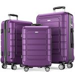 SHOWKOO Luggage Sets Expandable PC+ABS Durable Suitcase Double Wheels TSA Lock 3pcs, Purple