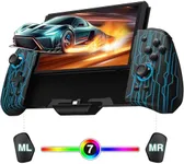 FUNLAB Switch Joypad Controller Customizable for Nintendo Switch/OLED, Ergonomic Switch handheld Controller, Luminpad Switch Controles One-Piece Controllers Replacement- 7 LED Colors/Turbo/Mapping - Black
