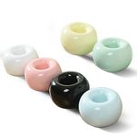 DODXIAOBEUL 6 Piece Ceramics Toothbrush Holders Mini donut shape with Tooth brush Stand for Shaving Razor, Pens, Stylus,Stand Ring For Bathroom Vanity Countertops