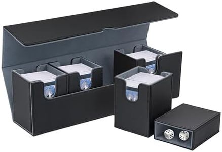 Tolesum Boîte à Cartes Pour MTG, Boîtes de Rangement Séparées 5 En 1 Pour 800+ Cartes, Boîte à Rabat Magnétique avec Cuir Pu avec Plateau À Dés Pour Cartes Magic Commander Tcg – Noir